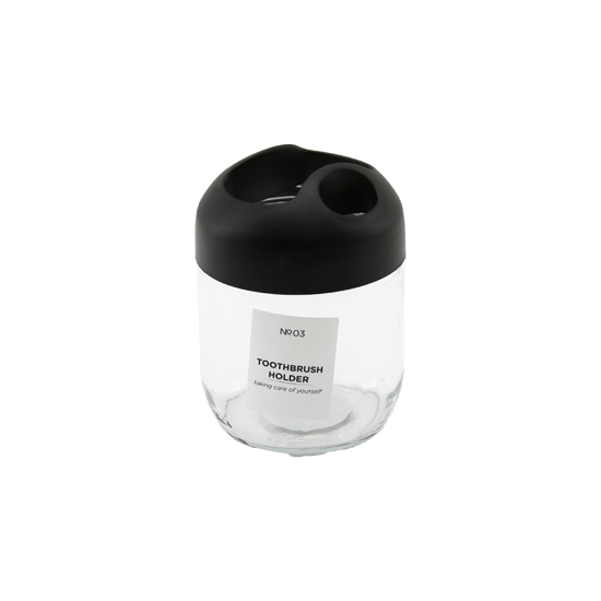 Qlux C-00551 No-03 Clary ( Cam ) Diş Fırçalık ( 425cc ) ( 3 Bölmeli Siyah Plastik Kapak Kapak )