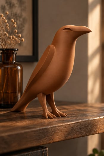 Karga Figürlü Dekoratif Biblo - 17cm Bakır
