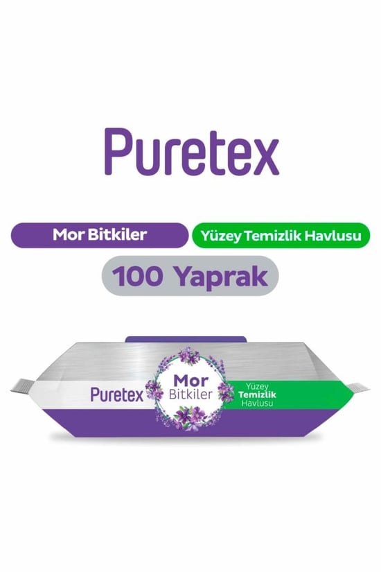 Puretext Puretex Yüzey Temizlik Havlusu Mor Bitkiler 100 Yaprak