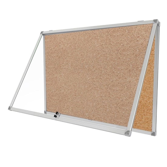 Kilitli Cam İlan Panosu 100x140cm Mantar