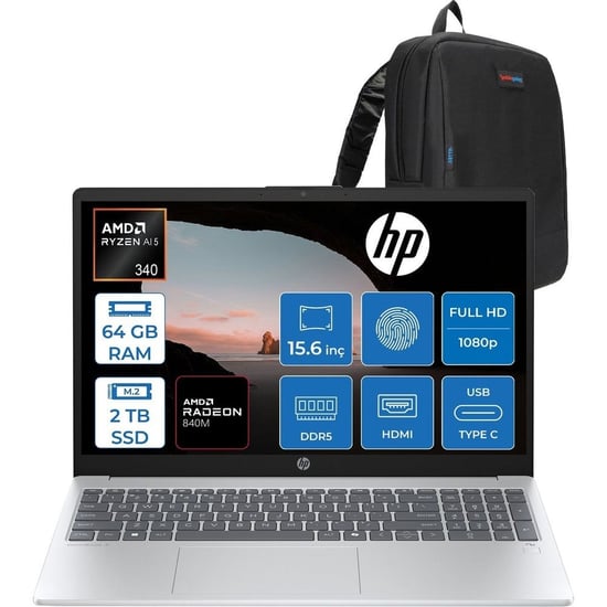 Hp Omnibook 3 Next Gen Aı 15-fn0003nt Amd Ryzen™ Aı 5 340 64gb Ddr5 2tb Ssd Amd Radeon™ 840m Grafik