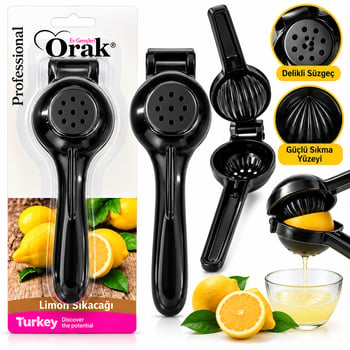 Orak-328 Limon Sıkacak ( Siyah ) ( Kollu Pres Modeli ) ( Döküm ) Limon & Meyve Sıkacak