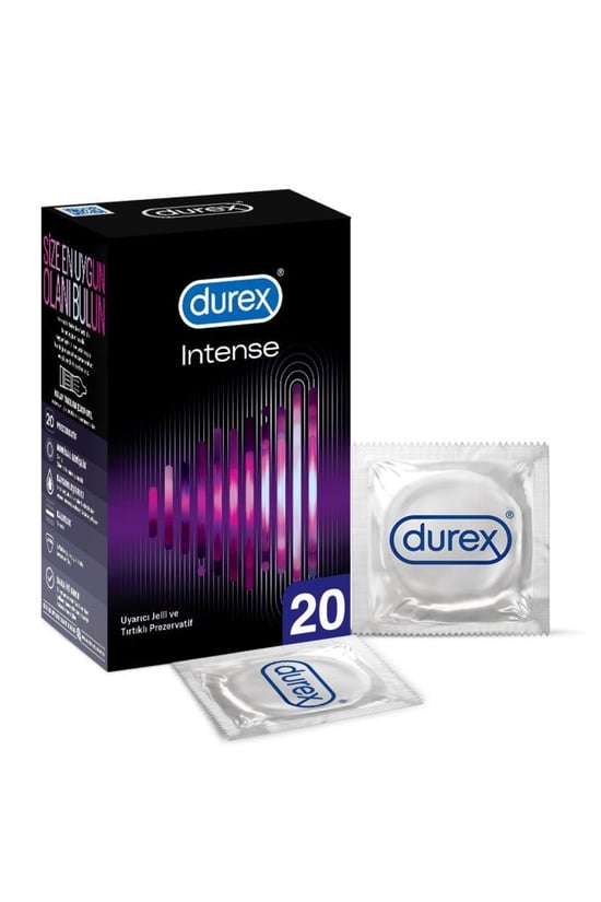 Durex İntense 20'lı Uyarıcı Jelli ve Tırtıklı Prezervatif