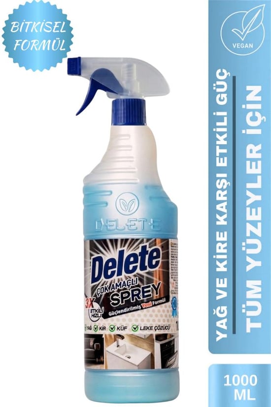 Delete Çok Amaçlı Temizleyici - Yağ Kir Leke Küf Sökücü - 1 Lt