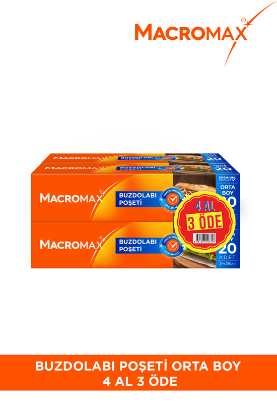 Macromax Buzdolabı Poşeti Orta Boy 4 Al 3 Öde 80li Paket