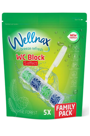 Wellnax Wc Blok Çam Tuvalet Temizleyici 5'li Aile Paketi