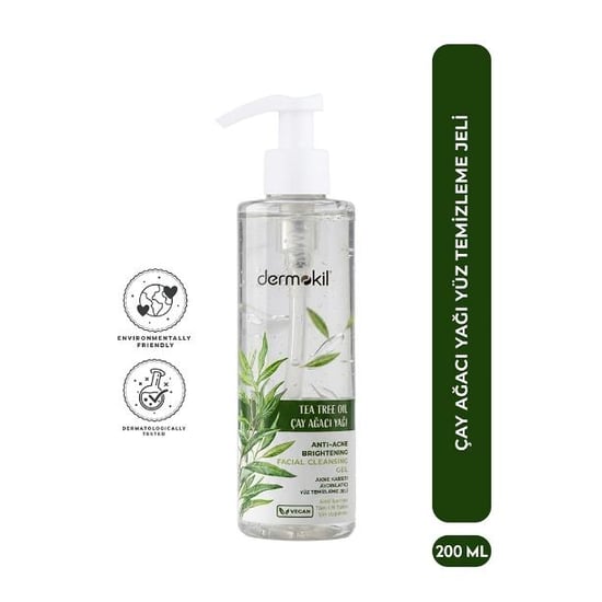 Dermokil Çay Ağacı Yağı Akne Karşıtı Aydınlatıcı Yüz Temizleme Jeli 200 Ml