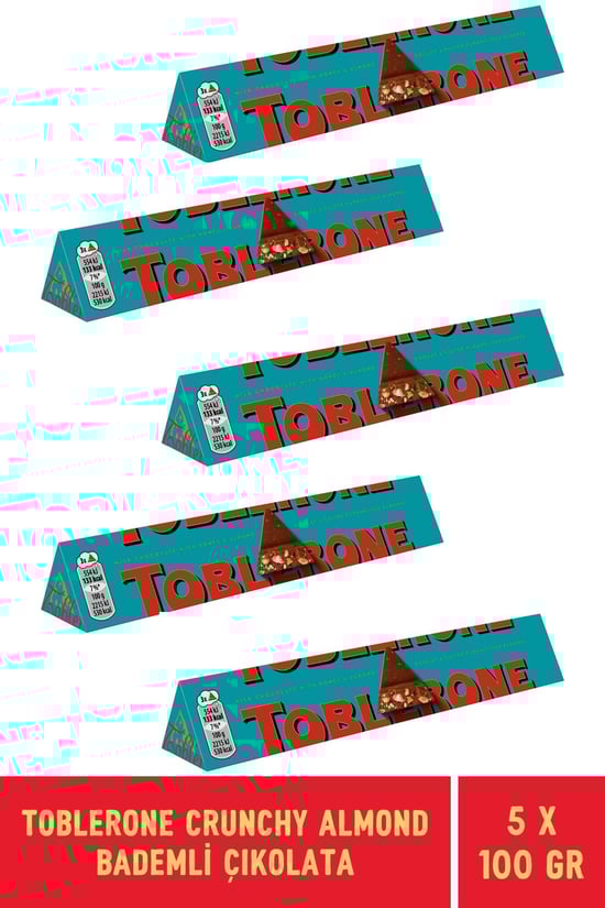 Toblerone Crunchy Almond Bademli Tablet Çikolata 100 Gr - 5 Adet