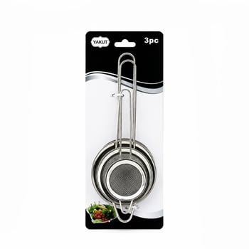 Yakut-9791 ( 3pcs Set ) ( Mini= 5-7-8cm ) Tel Süzgeç ( Metal Çerçece ) ( Metal Sap=8.5-10.5-10.5cm )