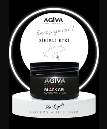 Agiva Black Gel Beyaz Saçlar için Kapatıcı Saç Şekillendirici Güçlü Jöle Cover White Hair 250 Ml