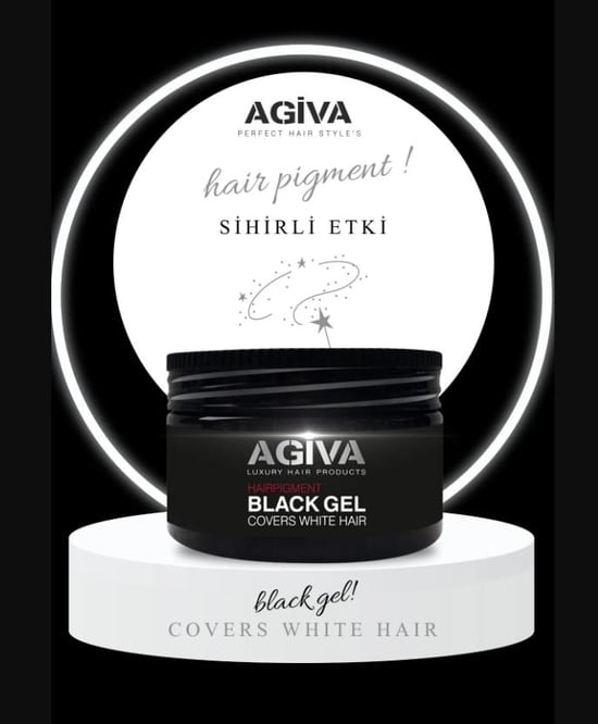 Agiva Black Gel Beyaz Saçlar için Kapatıcı Saç Şekillendirici Güçlü Jöle Cover White Hair 250 Ml