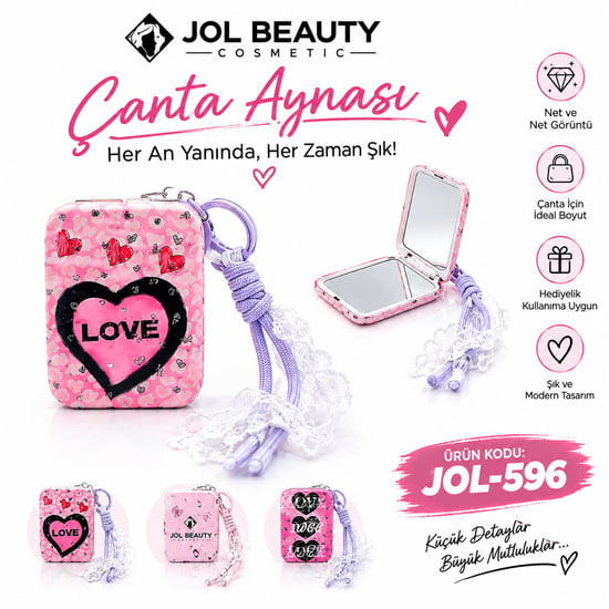 Jol Beauty Jol-596 Püsküllü Kare Cep Aynası