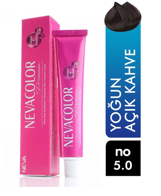 Nevacolor Premium Tüp Saç Boyası Yoğun Açık Kahve 5.0