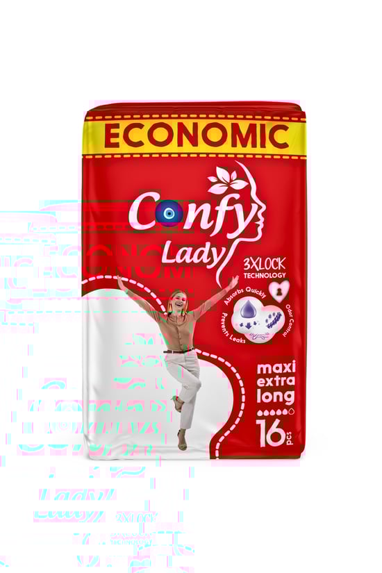 Confy Lady Maxi Extra Long Hijyenik Pedler Eko Paket 16 Adet