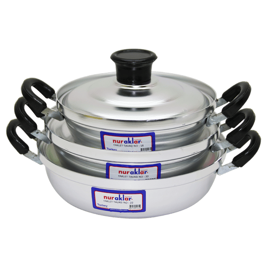 Nuraklar Oy218-222 ( 3lü ) Alüminyum Omlet Set ( No-18-20-22 )