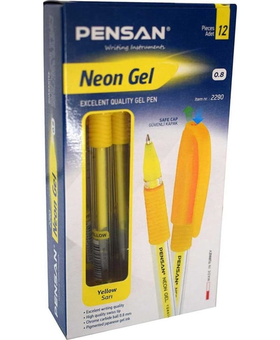 Pensan Neon Jel Kalem Sarı 12'li