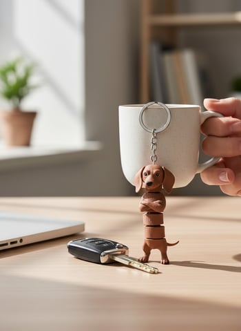 Dachshund Köpek Figürlü Hareketli Anahtarlık