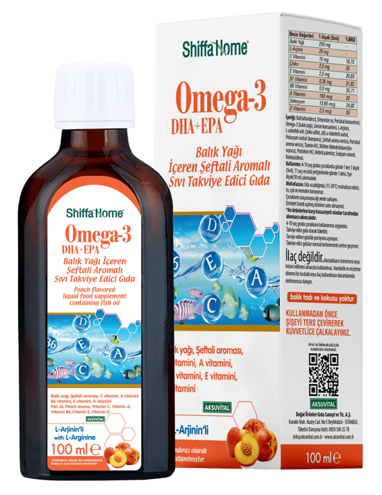 Aksuvital Omega-3 EPA+DHA Balık Yağı Şeftali Aromalı