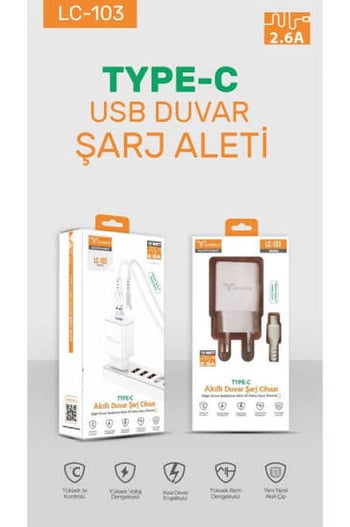 Lucatech Akıll Duvar Şarj Aleti 15w Type-c Kablolu