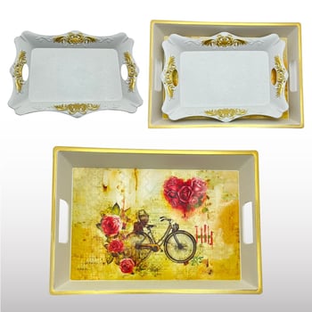 İsra 2'li Lüks Beyaz Tepsi Çeşitleri-farklı Desenlerde