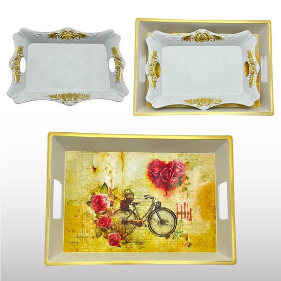 İsra 2'li Lüks Beyaz Tepsi Çeşitleri-farklı Desenlerde