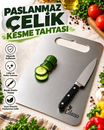 Küçük Boy Paslanmaz Çelik Mutfak Kesme-doğrama Tahtası 16x24 Cm