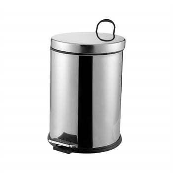Qs Plastik Qs-454 Beray Bry-0345 No-12 ( 12lt ) ( Krom Metal ) ( Pedallı ) Çöp Kovası ( Çap: 24.5cm & Y: 35.5cm )