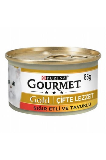 Gourmet Gold Çifte Lezzet Sığır Etli Tavuklu Yetişkin Kedi Konservesi 85 Gr