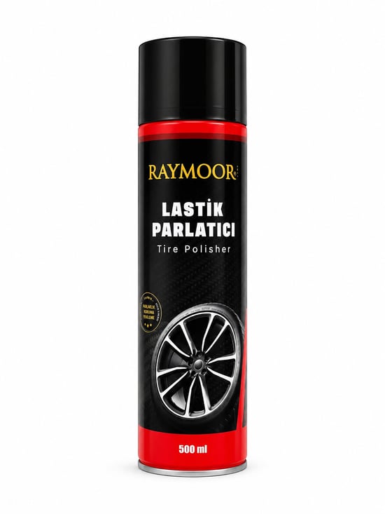 Raymoor Aerosol Lastik Parlatıcı 500 Ml – Profesyonel Oto Lastik Parlatma Spreyi, Kalıcı Siyah Parlaklık ve Koruma