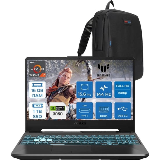 Asus Tuf Gaming A15 Fa506ncr Amd Ryzen 7 7435hs 16gb Ddr5 1tb Ssd Rtx3050 4gb 15.6" Fhd Ips 144hz Fr
