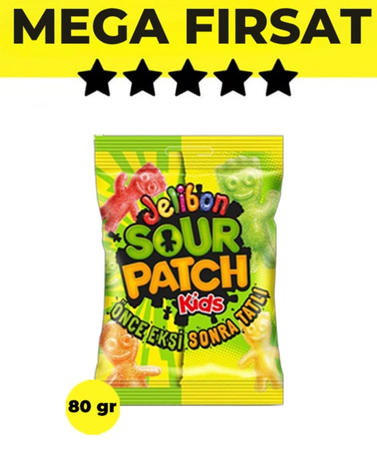 Jelibon Sour Patch Yumuşak Şekerleme 80 gr - 96 Adet-4 Koli