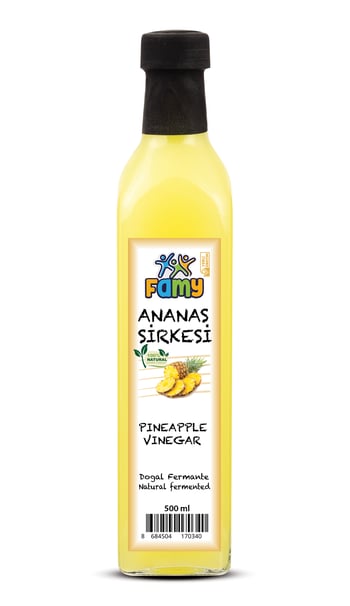 Famy Ananas Sirkesi Doğal Fermentasyon 500 ML Cam Şişe