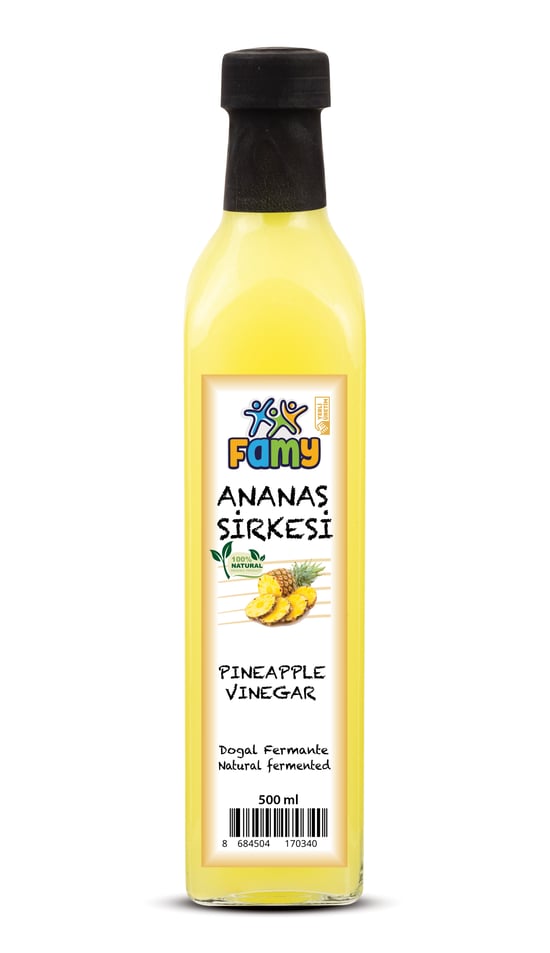 Famy Ananas Sirkesi Doğal Fermentasyon 500 ML Cam Şişe
