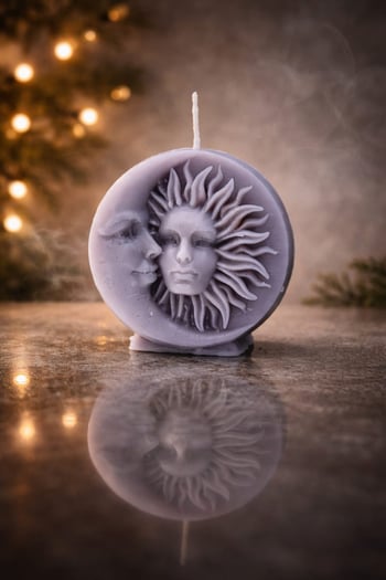 Gri Ay Güneş Tanrıçası Dekoratif Aşk ve Şans Mumu