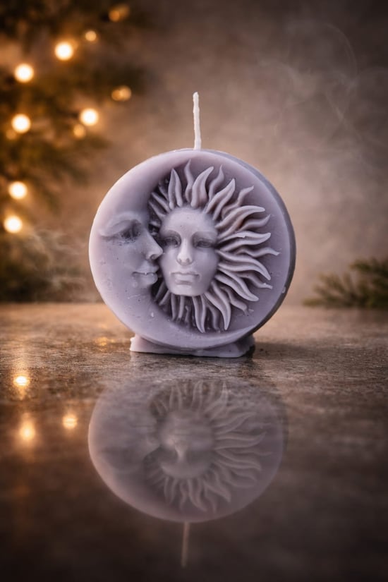Gri Ay Güneş Tanrıçası Dekoratif Aşk ve Şans Mumu