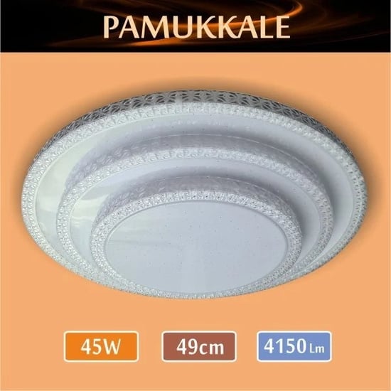 Erbay Sıva Üstü Led Panel Yuvarlak 45 Watt-Pamukkale Desenli-Beyaz-Günışığı