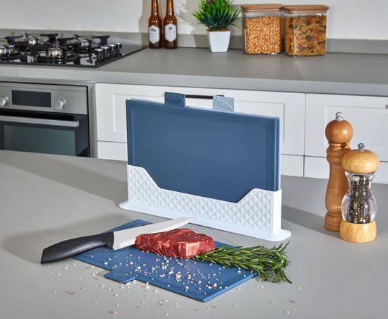 Moi Düz Standtlı Kesme Tahtası Seti 4 Parça-çoklu Doğrama Tahtası Ekmek Sebze Et Kesim Panosu