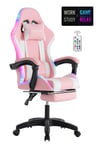Fashcolle Pink Star Işıklı - Masaj Özellikli Oyuncu Koltuğu Pembe-beyaz
