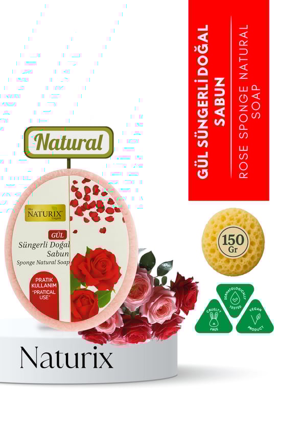 Naturix Gül Özlü Süngerli Sabun 150 Gr
