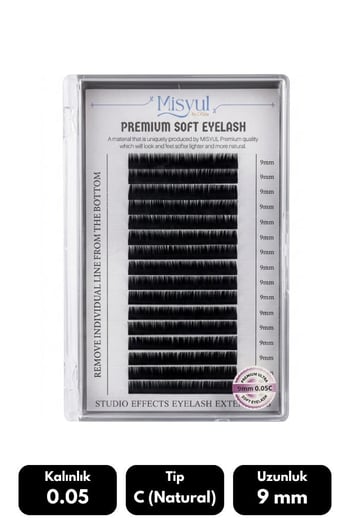Misyul 0.05c Natural Kıvrım 9 Mm Soft Eyelash Doğal İpek Kirpik 16'lı