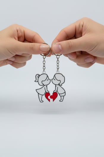 Sevgili ve Kalp Figürlü Çift Anahtarlık