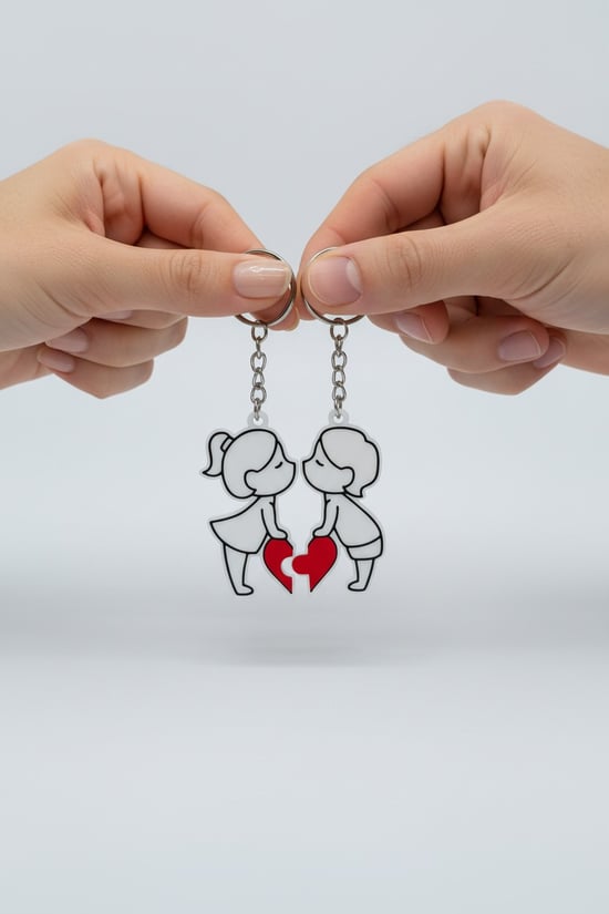 Sevgili ve Kalp Figürlü Çift Anahtarlık