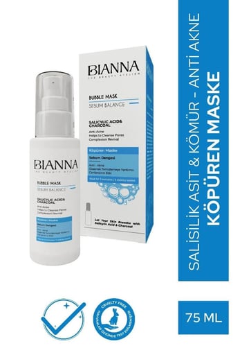 Bianna Bubble Mask Salisilik Asit & Kömür Anti Akne Köpüren Yüz Maskesi 75 Ml