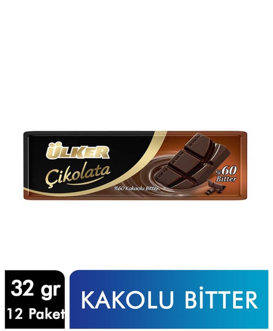 Ülker Bitter Baton 32 Gr Kakolu Çikolata 12'li Paket
