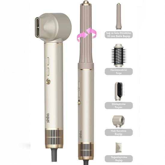 Sinbo Shd-1729 (rose Gold) Air Brush (5in1=bukle-hacimle-düzleştir-2-fırça) Saç Kurutma & Şekil Makinesi (1300w)(3-kdm.hız & ℃)
