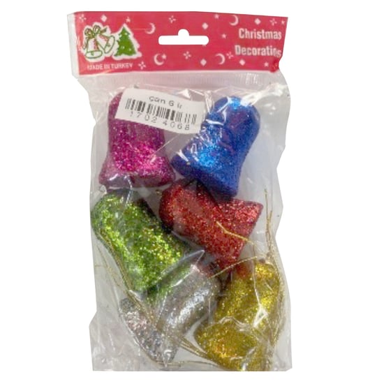 Süs Simli Çan 6'lı Renkli