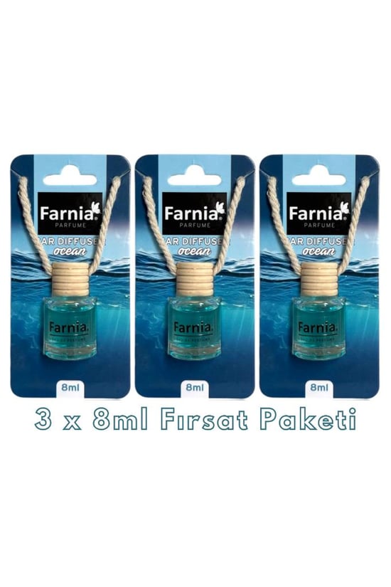 Farnia Yüksek Esanslı Askılı Araç Kokusu Edp Parfüm Okyanus 8 Ml 3 Adet Avantaj Paketi