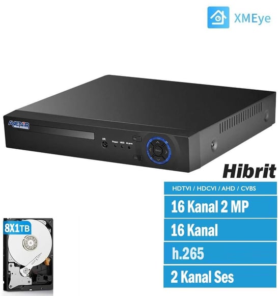 Av-tc16gm H.265 16 Kanal 1080n Hibrit Kayıt Cihazı