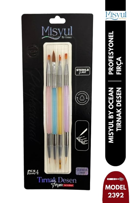 Misyul Tırnak Desen Fırçası 4'lü Çift Taraflı Renkli Mıs-2392