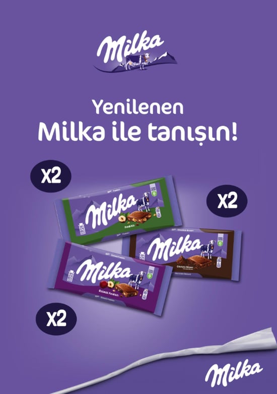 Milka Sevilen Lezzetler Paketi (2 Milka Tablet Fındıklı Çikolata 80g, 2 Milka Tablet Üzüm Fındıklı 80g, 2 Milka Tablet Çikolata Rüyası 100g ) - 6 Adet Tablet Çikolata